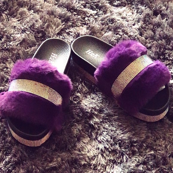 Shoes - Purple stack furry shoes 💜💜💜